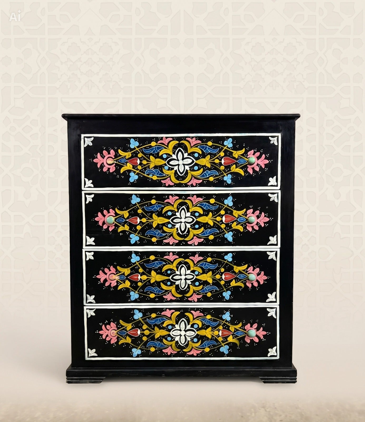 Handgeschilderde Marokkaanse kast met authentieke artisanale details