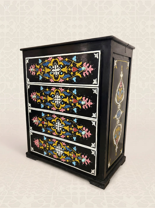 Handgeschilderde Marokkaanse kast met authentieke artisanale details