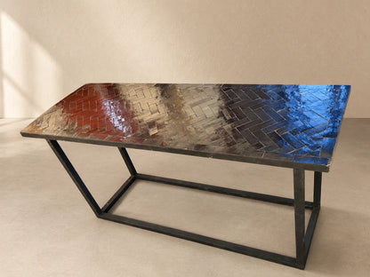 Mozaïek rechthoekige zwarte tafel