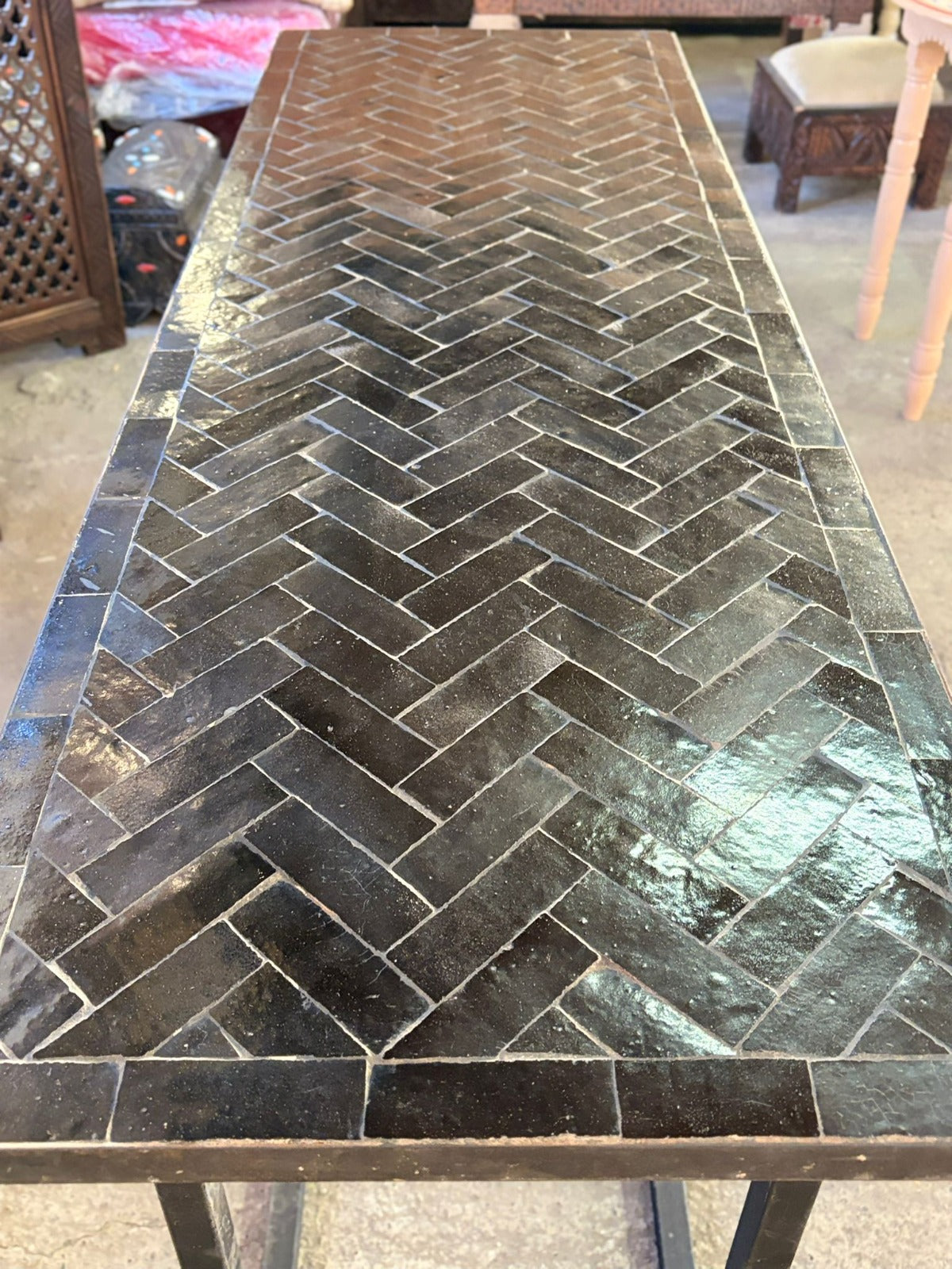 Mozaïek rechthoekige zwarte tafel