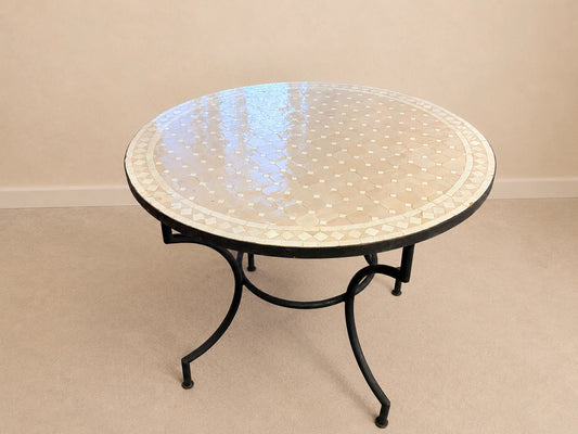 Natuursteen mozaïek crème tafel